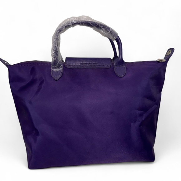 New Longchamp Le Pliage Purple Nylon Large Tote Handbag Purse Made In France - Picture 2 of 16